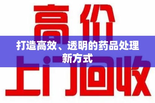 银川打造高效、透明的药品处理新方式