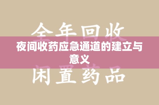 银川夜间收药应急通道的建立与意义